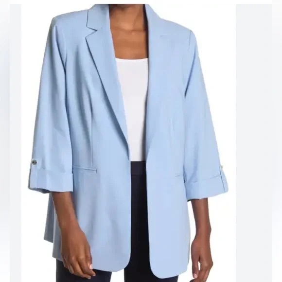 Calvin Klein Jackets & Blazers - Calvin Klein NEW 22W light blue open-front casual blazer three-quarter sleeves